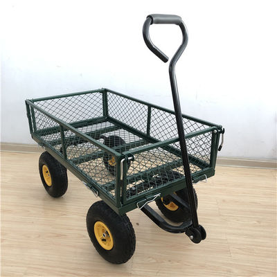 Heavy Duty 50L Garden Lưới Cart Yard Steel Lưới Toa xe ngoài trời với 4 bánh
