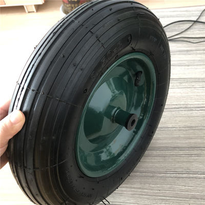 350-8 Xe đẩy vành thép màu xanh lá cây Bánh xe khí nén Lốp xe đẩy khí nén cao su Xe cút kít