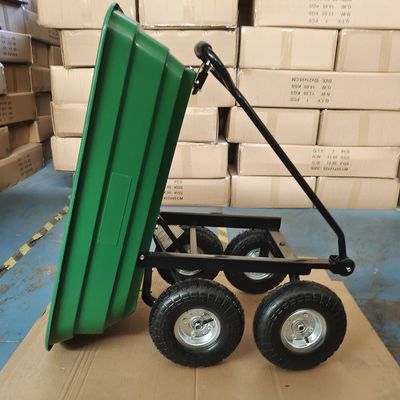 Xe tải tự đổ làm vườn một tay cầm 10 inch 350-4 Bánh xe lốp khí nén Dung tích 75L Xe đẩy làm vườn