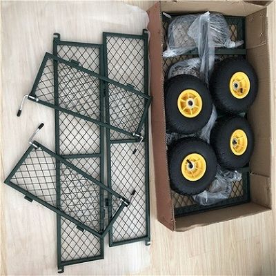 Heavy Duty 50L Garden Lưới Cart Yard Steel Lưới Toa xe ngoài trời với 4 bánh