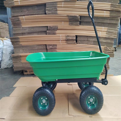 75L 4 Wheel Garden Dump Cart Xe kéo làm vườn với lốp khí nén