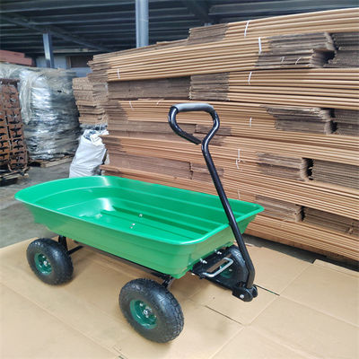 75L 4 Wheel Garden Dump Cart Xe kéo làm vườn với lốp khí nén
