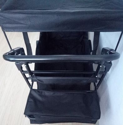 Black Folding Beach Wagon Toa xe gấp 600D có nắp và tay đẩy