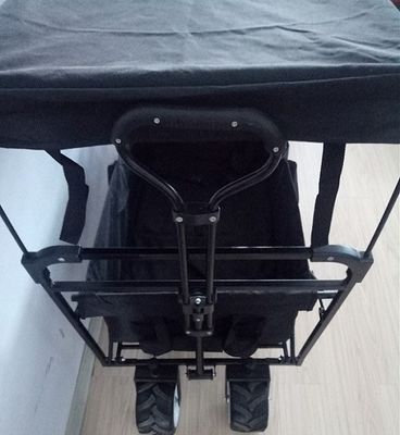 Black Folding Beach Wagon Toa xe gấp 600D có nắp và tay đẩy