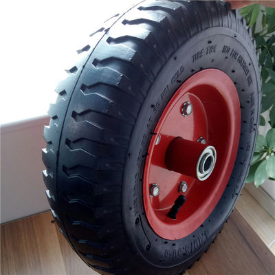 350-6 Bánh xe đẩy khí nén vành thép màu đỏ Bánh xe tải khí nén cao su