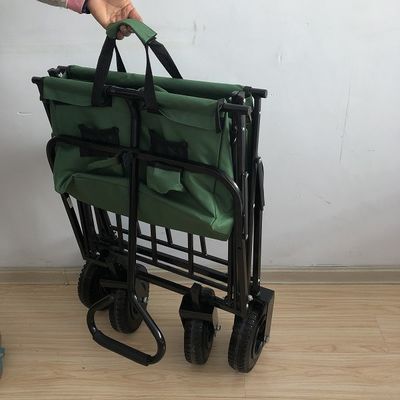 Giải trí Folding Beach Wagon Toa xe tiện ích màu xanh lá cây với bánh xe không khí 80kgs
