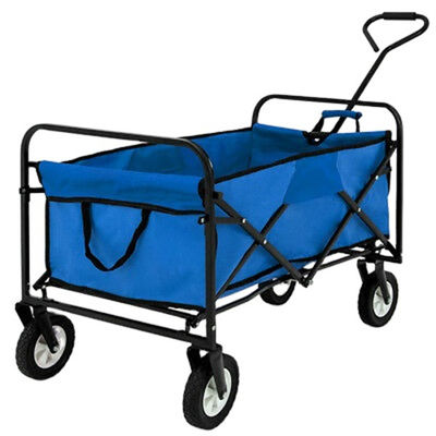 Xe di động màu xanh có thể gập lại Xe đi bộ hạng nặng Xe gấp bốn bánh