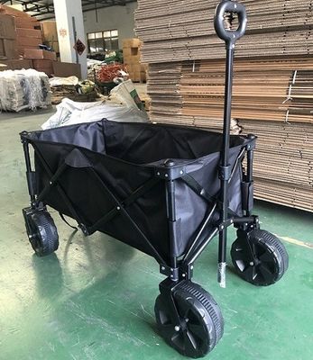Xe đẩy có thể gập lại màu đen Xe đẩy cắm trại nặng 70kg Lễ hội xe ngựa gấp