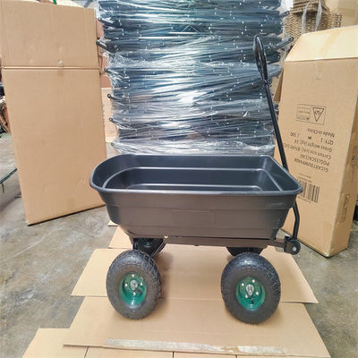 Xe đổ vườn 75L Xe đẩy vườn màu đen Tipper Xe đẩy làm vườn Tipper