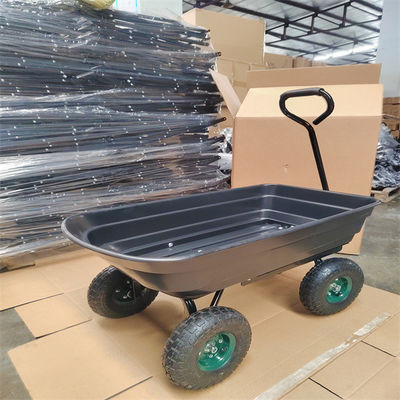 Xe đổ vườn 75L Xe đẩy vườn màu đen Tipper Xe đẩy làm vườn Tipper