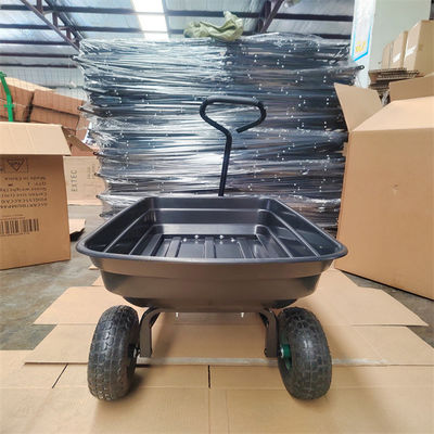 Xe đổ vườn 75L Xe đẩy vườn màu đen Tipper Xe đẩy làm vườn Tipper