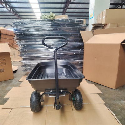 Xe đổ vườn 75L Xe đẩy vườn màu đen Tipper Xe đẩy làm vườn Tipper