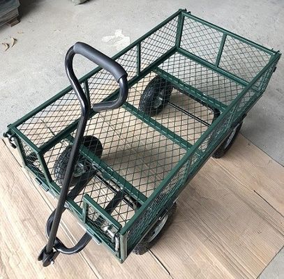50L Utility Mesh Steel Garden Cart Folding Utility Wagon với các mặt có thể tháo rời và bánh xe 4,10/3,50-4 inch