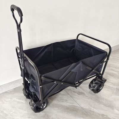 Cắm trại ngoài trời Xe đẩy có thể gập lại Bốn bánh xe rộng Kết cấu thân thép
