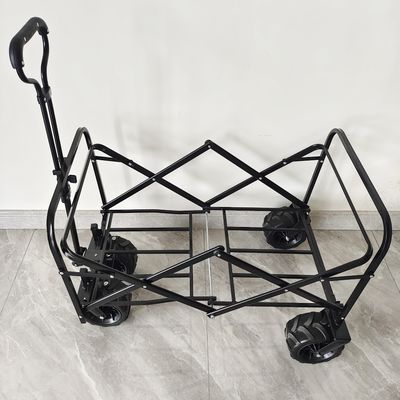 Cắm trại ngoài trời Xe đẩy có thể gập lại Bốn bánh xe rộng Kết cấu thân thép