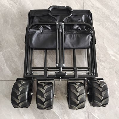 Cắm trại ngoài trời Xe đẩy có thể gập lại Bốn bánh xe rộng Kết cấu thân thép