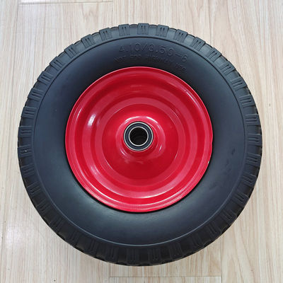 3.50-6 Lốp xe màu đỏ vành thép Barrow Bánh xe đẩy khí nén cao su 10 inch