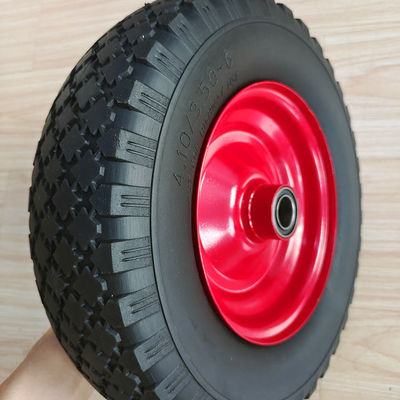 3.50-6 Lốp xe màu đỏ vành thép Barrow Bánh xe đẩy khí nén cao su 10 inch