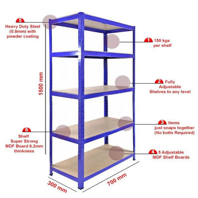 Giá đỡ lưu trữ Boltless bằng thép Hiển thị Thiết bị lưu trữ Giá đỡ kho thép 5 tầng