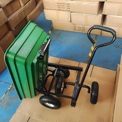 Xe tải tự đổ làm vườn một tay cầm 10 inch 350-4 Bánh xe lốp khí nén Dung tích 75L Xe đẩy làm vườn