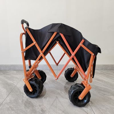 Mở phía sau Xe mua sắm gấp Xe xe tải bãi biển Cắm trại Xe gấp bánh xe PU