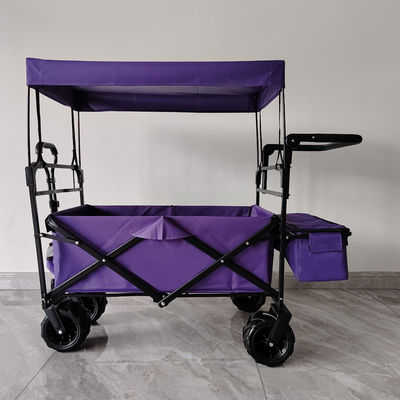 Trại ngoài trời xe tải gấp Canopy trên đỉnh điều chỉnh tay cầm bánh xe rộng màu tím
