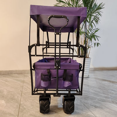 Trại ngoài trời xe tải gấp Canopy trên đỉnh điều chỉnh tay cầm bánh xe rộng màu tím