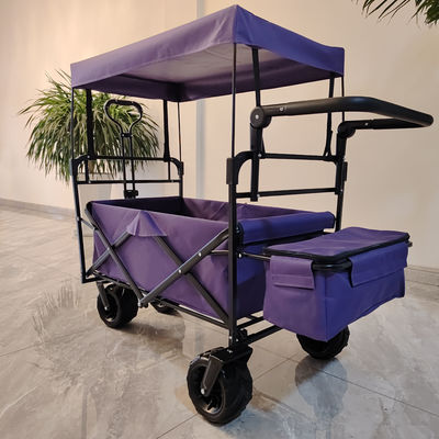 Trại ngoài trời xe tải gấp Canopy trên đỉnh điều chỉnh tay cầm bánh xe rộng màu tím